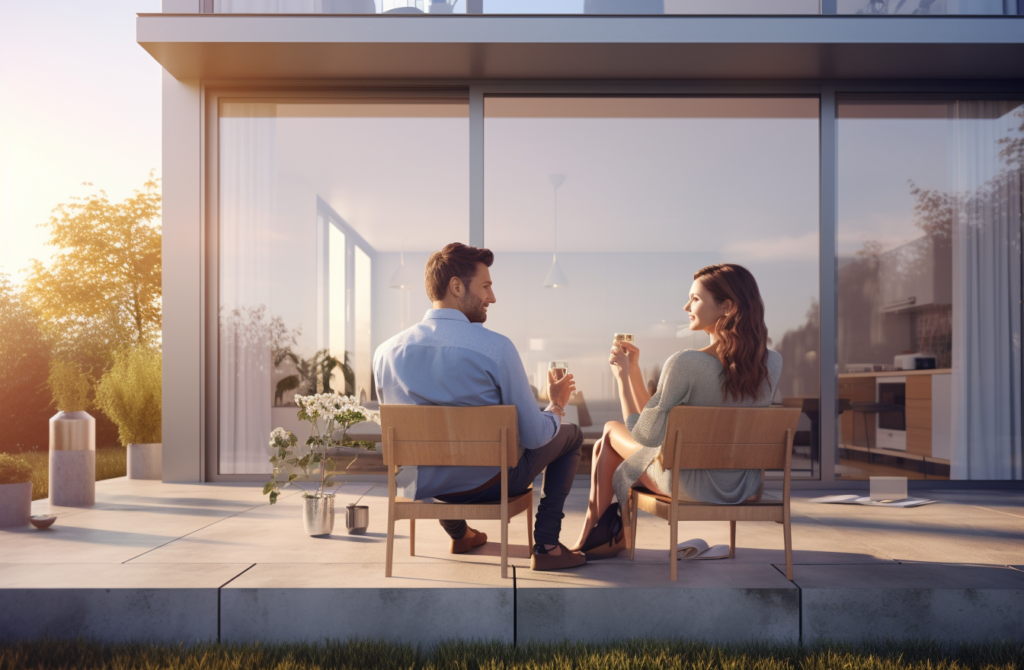 deux personnes devant un triple vitrage